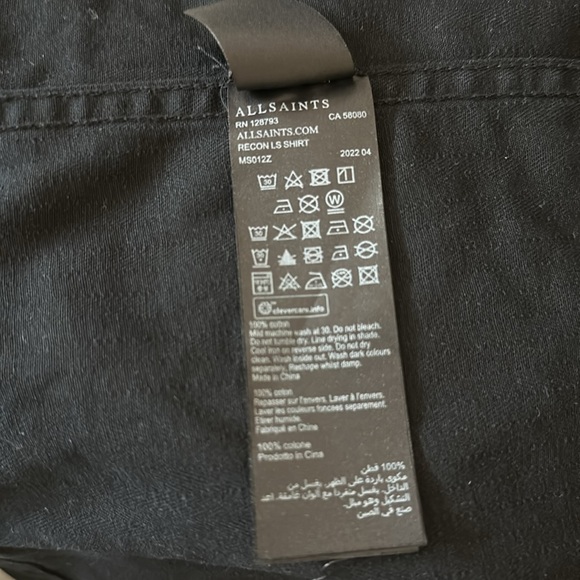 All Saints black Recon LS Shirt sz M - Picture 6 of 9